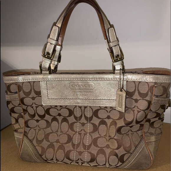Coach Handbags - Coach Signature Beige Satchel